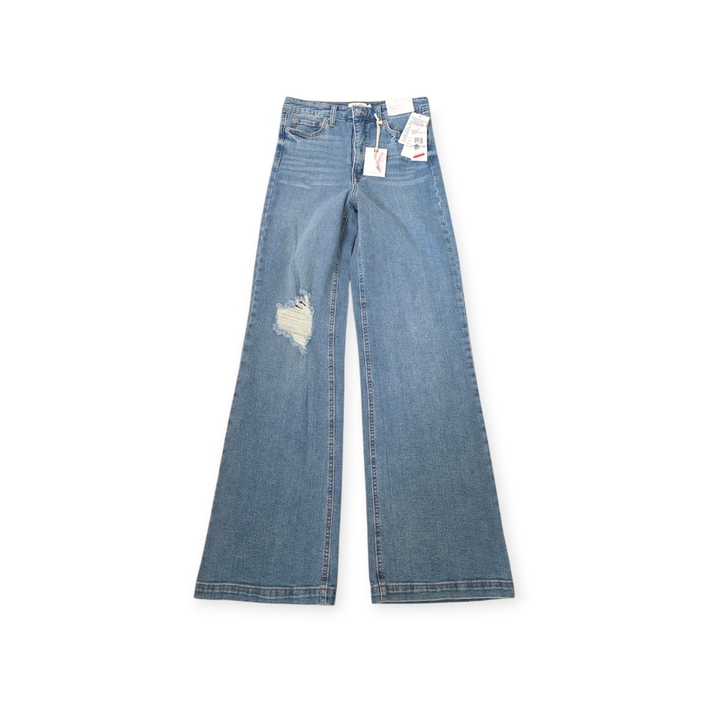 Jessica Simpson Light Blue High-Rise Wide Leg Distressed Jeans